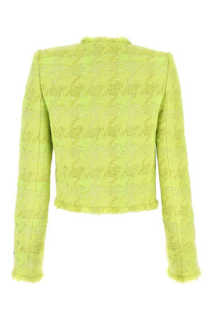 VERSACE | Acid green bouclé blazer
