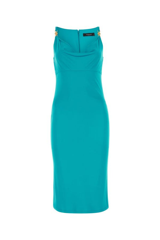 VERSACE | Teal green crepe dress