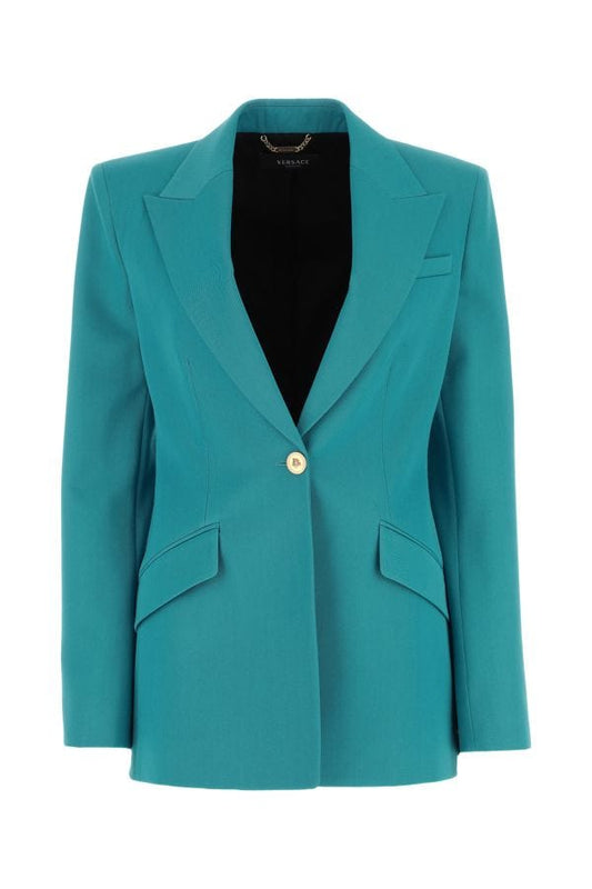 VERSACE | Teal green wool blazer
