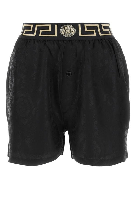 VERSACE | Black satin pyjama bermuda shorts