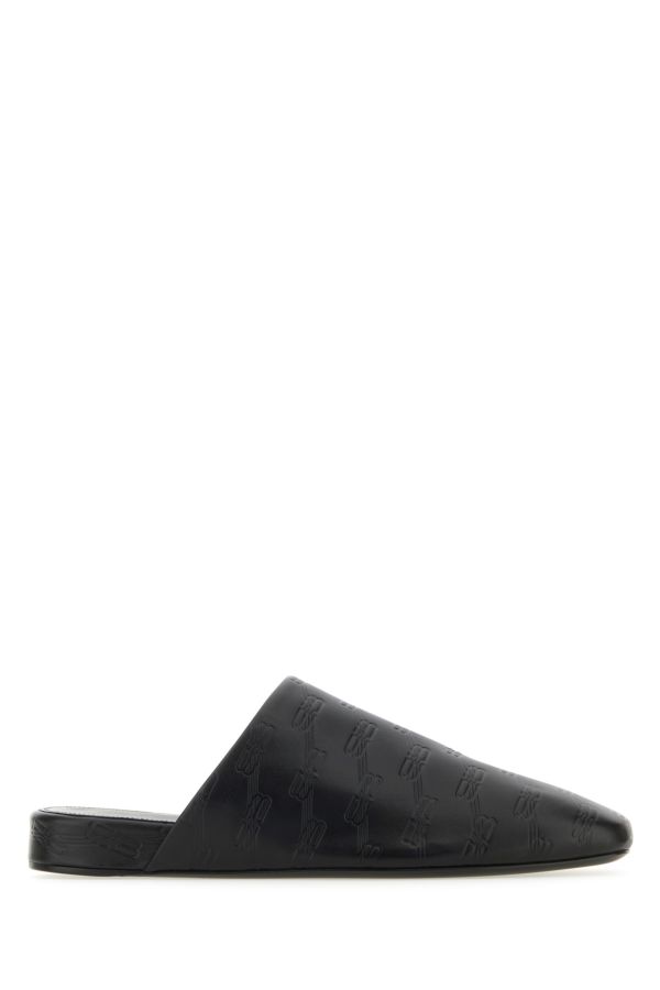 BALENCIAGA | Black leather slippers