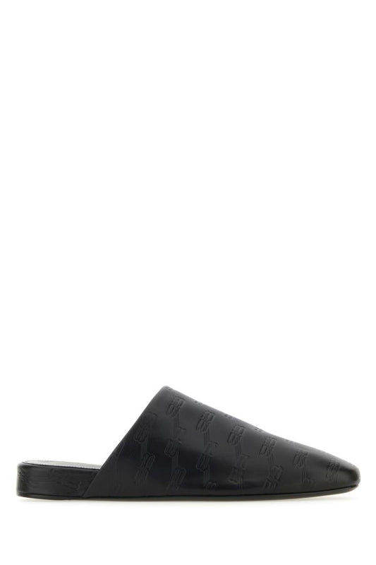 BALENCIAGA | Black leather slippers