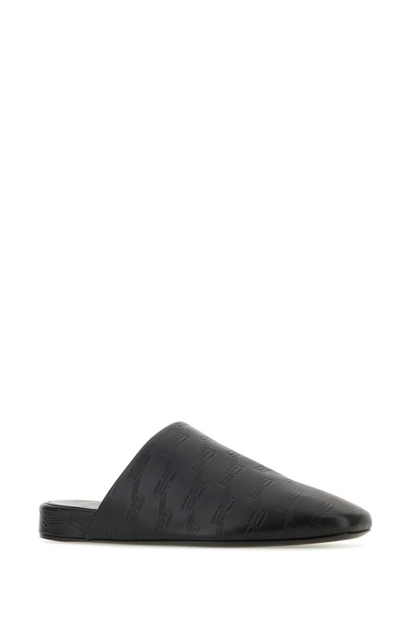 BALENCIAGA | Black leather slippers