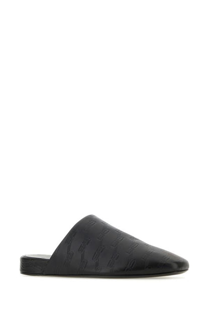 BALENCIAGA | Black leather slippers