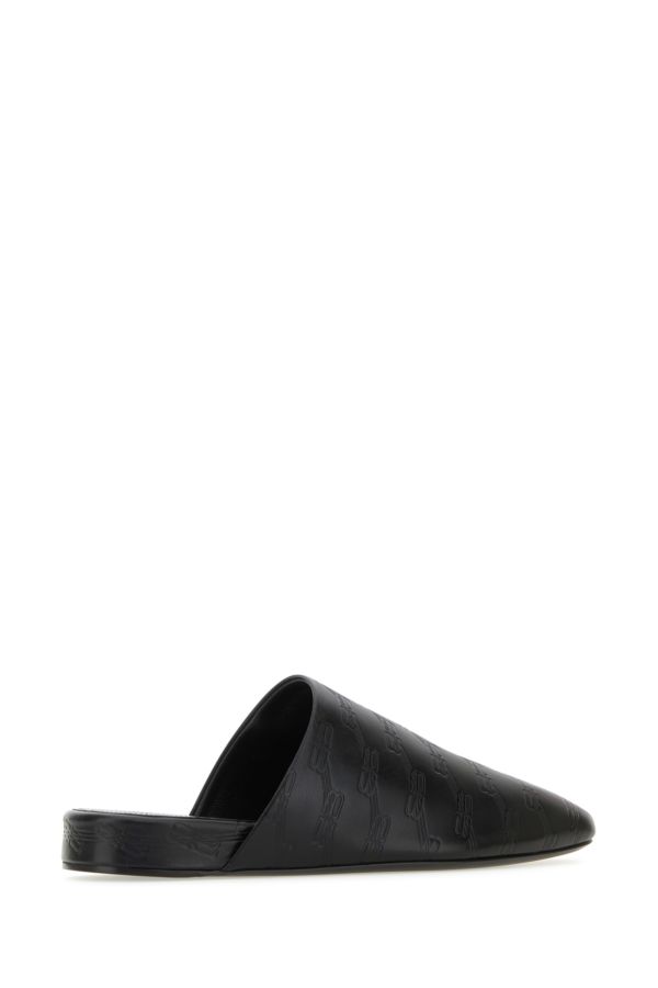 BALENCIAGA | Black leather slippers