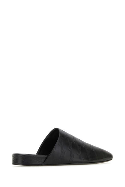 BALENCIAGA | Black leather slippers
