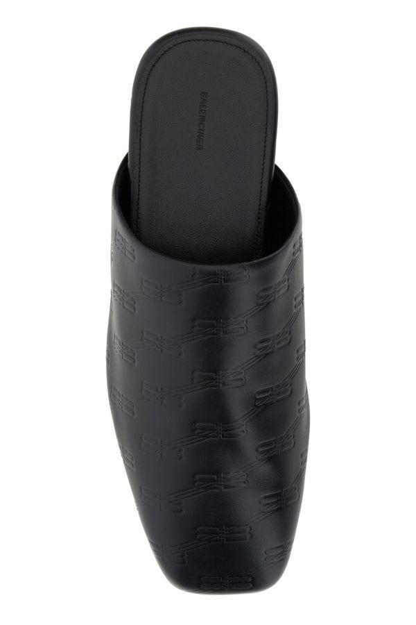 BALENCIAGA | Black leather slippers