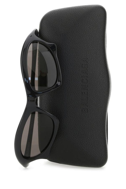 BALENCIAGA | Black injected nylon Bat Rectangle sunglasses