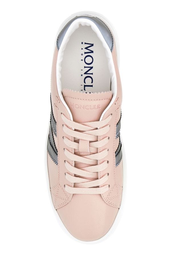 MONCLER | Pastel pink leather Monaco M sneakers