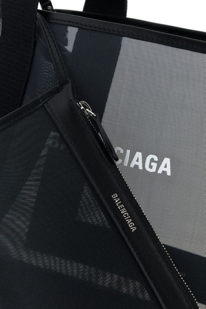 BALENCIAGA | Black mesh Cabas S handbag