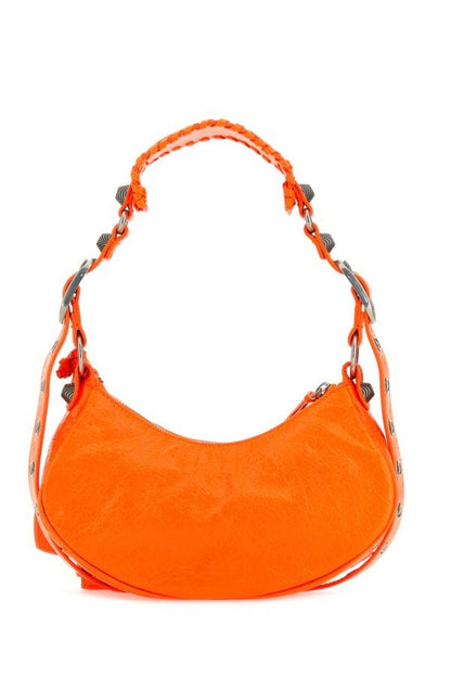 BALENCIAGA | Fluo orange nappa leather Le Cagole XS shoulder bag