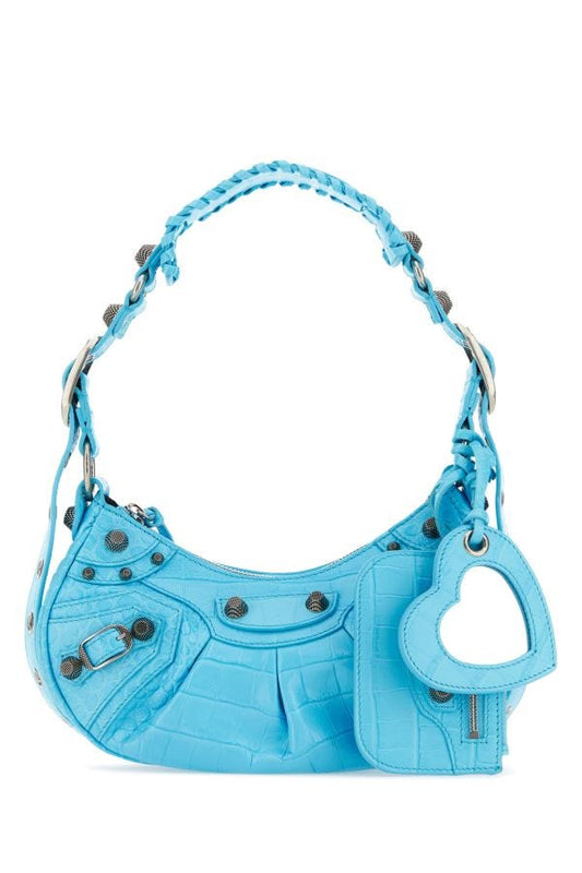 BALENCIAGA | Light blue leather Le Cagole XS shoulder bag