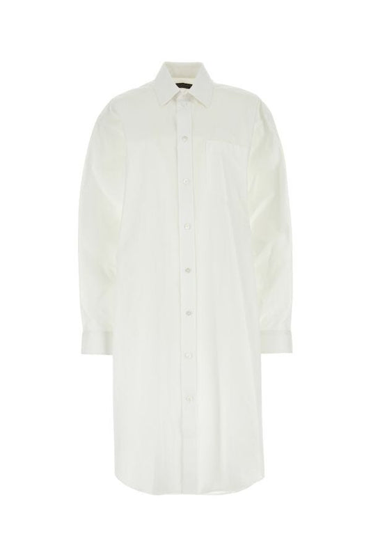 BALENCIAGA | White poplin shirt dress