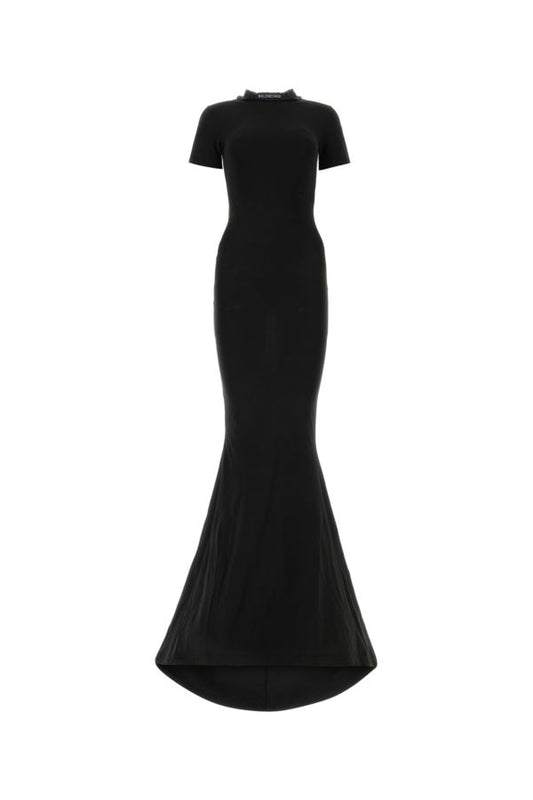 BALENCIAGA | Black stretch cotton long dress