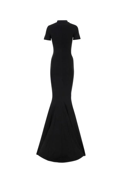 BALENCIAGA | Black stretch cotton long dress