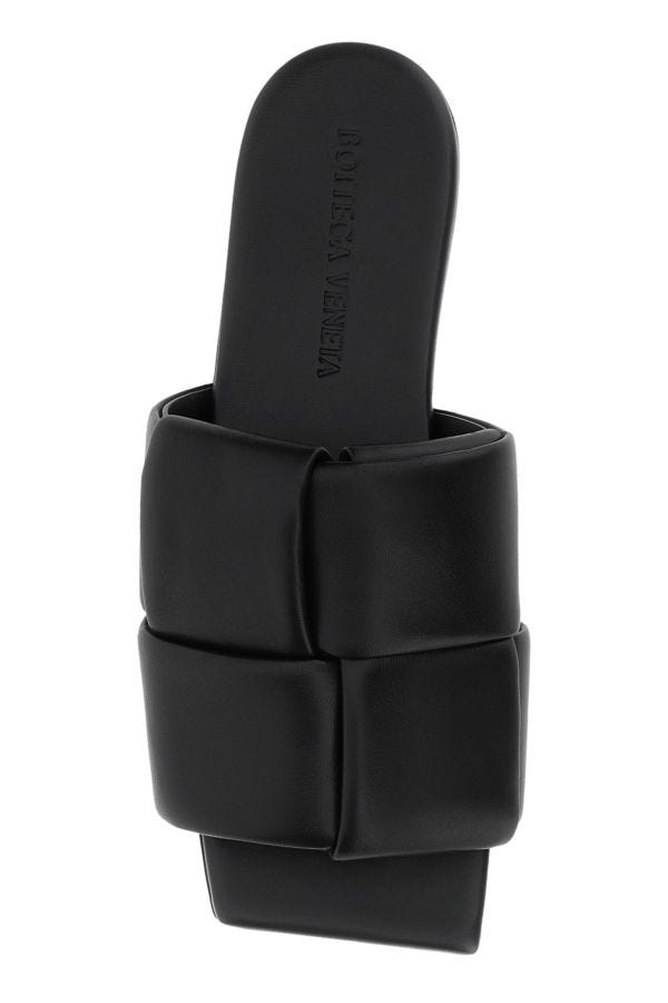BOTTEGA VENETA | Black nappa leather Flat Patch mules