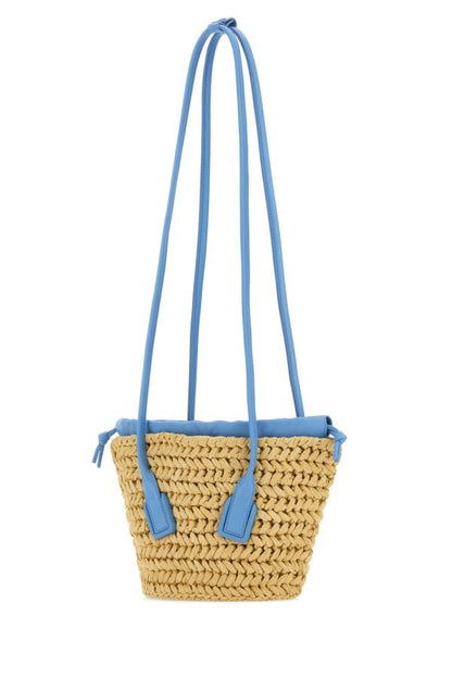 BOTTEGA VENETA | Two-tone raffia and nappa leather small Arco shoulder bag