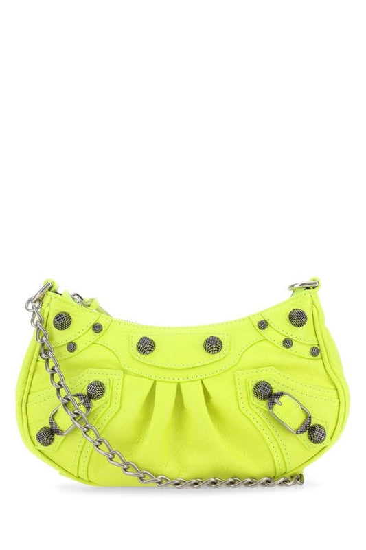 BALENCIAGA | Fluo yellow leather Le Cagole mini handbag