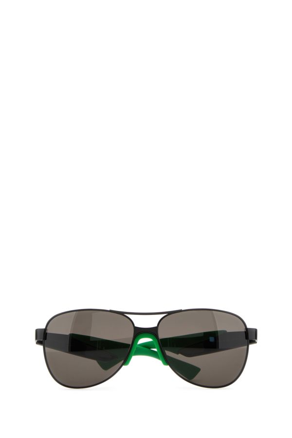 BOTTEGA VENETA | Black metal Mitre Aviatore sunglasses