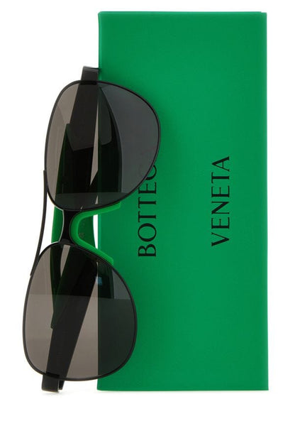 BOTTEGA VENETA | Black metal Mitre Aviatore sunglasses