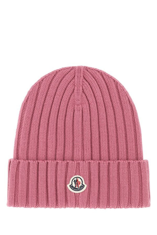 MONCLER | Antiqued pink wool beanie hat
