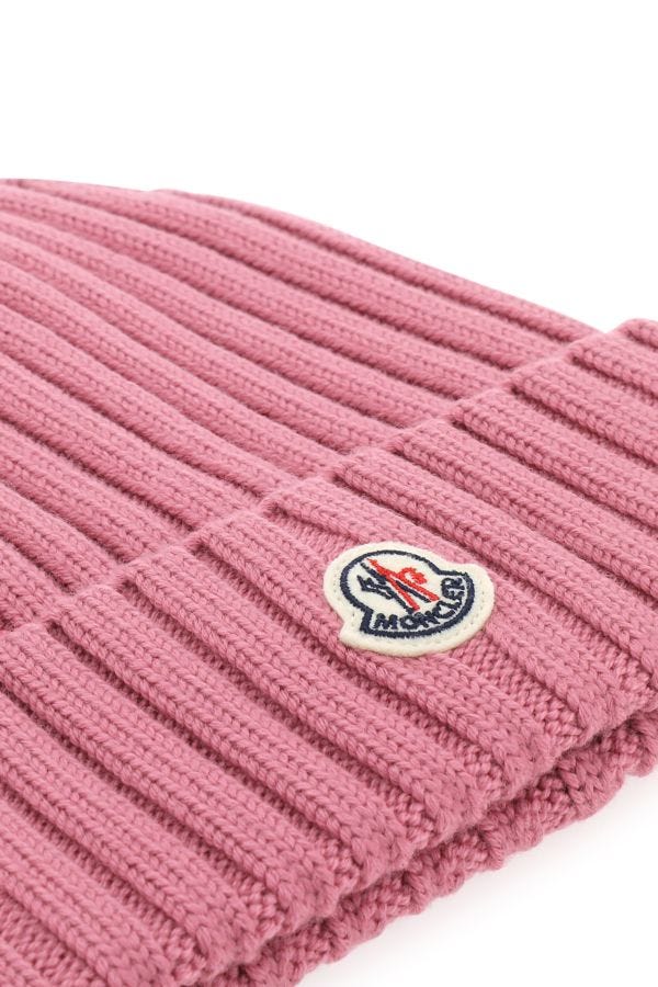 MONCLER | Antiqued pink wool beanie hat