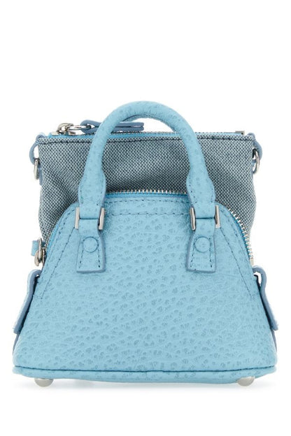 MAISON MARGIELA | Light blue leather and fabric 5AC Classique Baby handbag