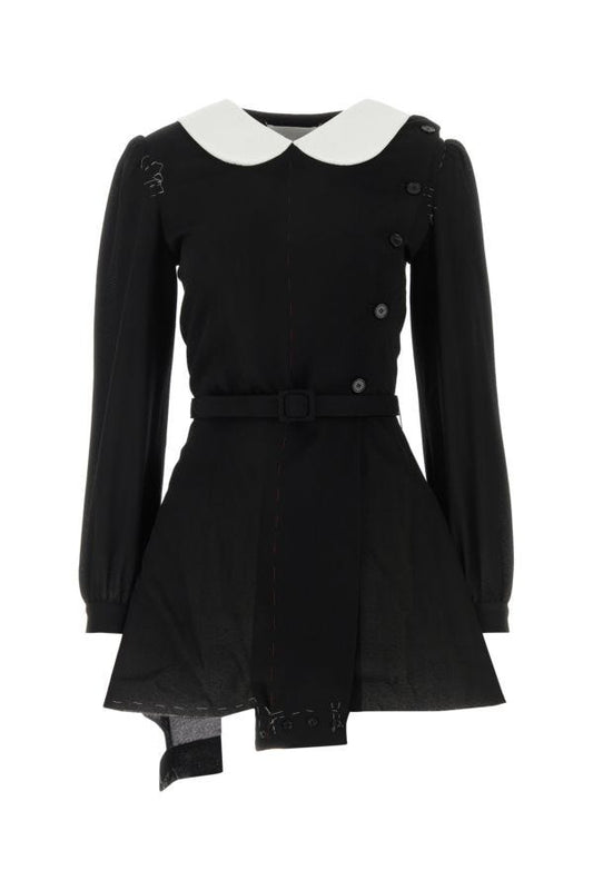 MAISON MARGIELA | Black wool mini shirt dress