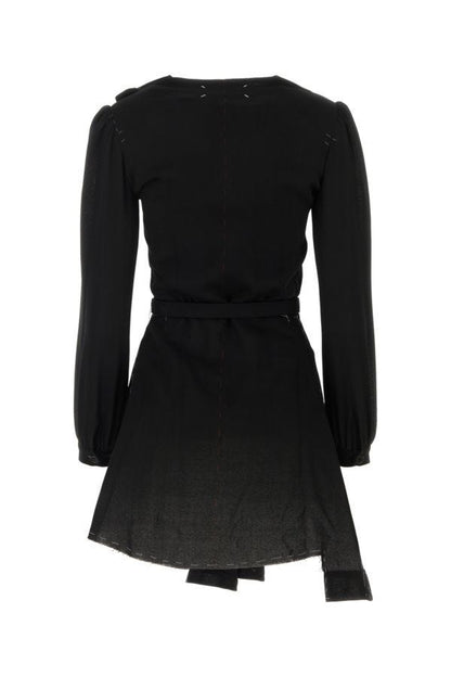 MAISON MARGIELA | Black wool mini shirt dress