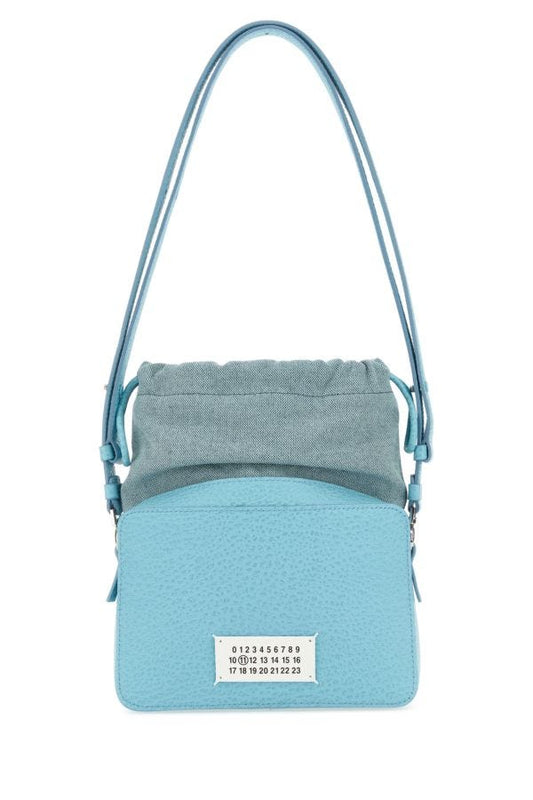 MAISON MARGIELA | Light blue leather and fabric 5AC bucket bag