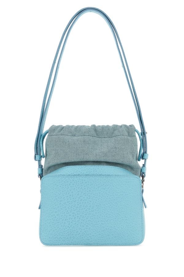 MAISON MARGIELA | Light blue leather and fabric 5AC bucket bag