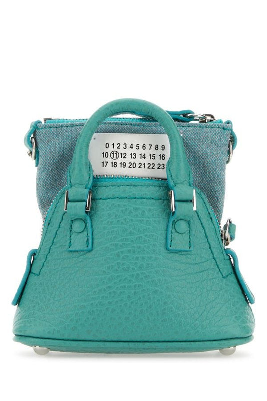 MAISON MARGIELA | Sea green leather and fabric 5AC Classique Baby handbag