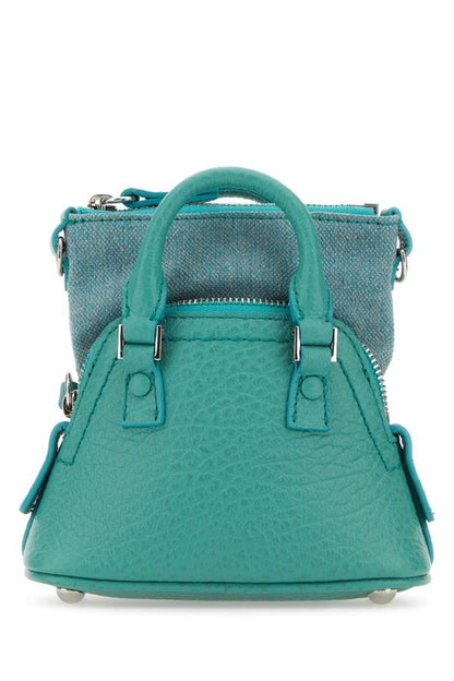 MAISON MARGIELA | Sea green leather and fabric 5AC Classique Baby handbag