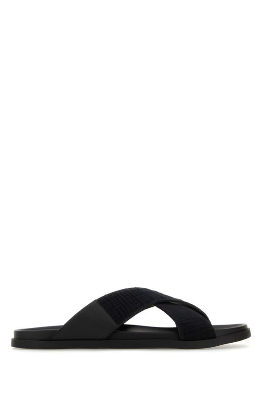 GIVENCHY | Black leather and cotton slippers
