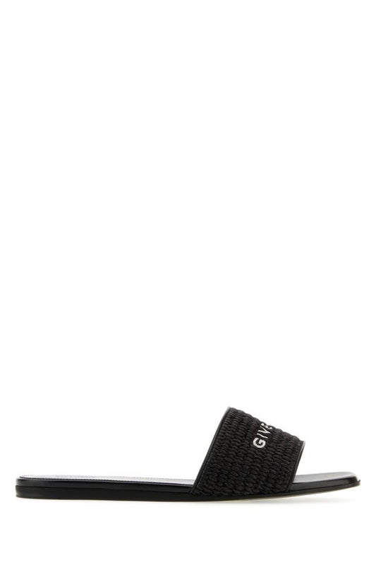 GIVENCHY | Black raffia 4G slippers