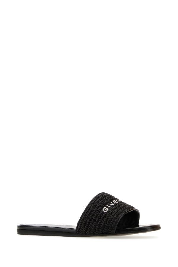 GIVENCHY | Black raffia 4G slippers