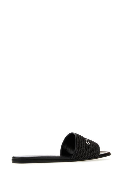 GIVENCHY | Black raffia 4G slippers