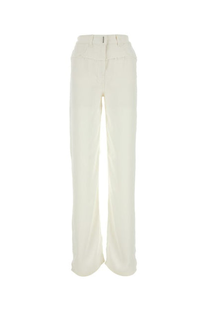 GIVENCHY | Ivory viscose and denim jeans