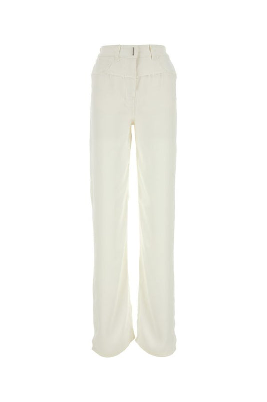 GIVENCHY | Ivory viscose and denim jeans