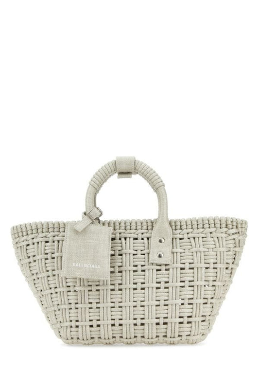 BALENCIAGA | Sand raffia Bistro XS handbag