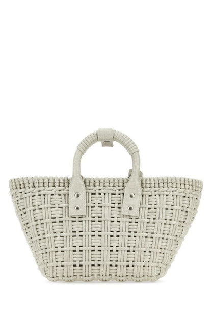 BALENCIAGA | Sand raffia Bistro XS handbag