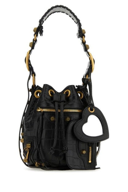 BALENCIAGA | Black leather Le Cagole XS bucket bag