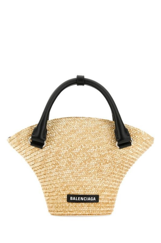 BALENCIAGA | Straw mini Beach handbag