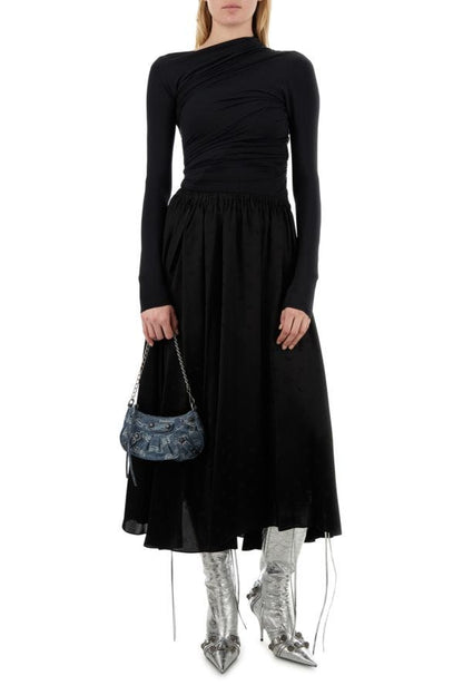 BALENCIAGA | Black stretch cupro blend top