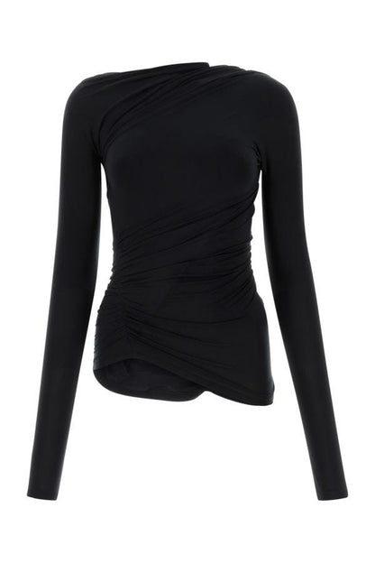 BALENCIAGA | Black stretch cupro blend top