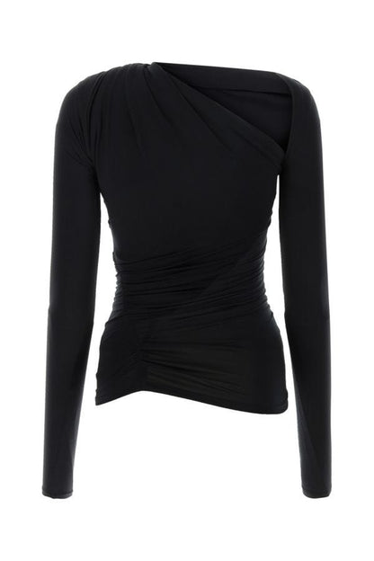 BALENCIAGA | Black stretch cupro blend top