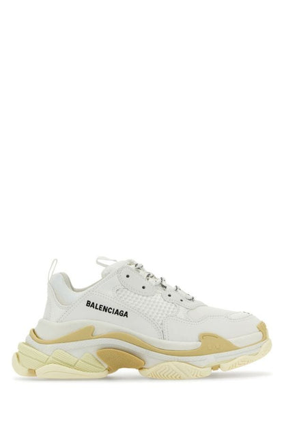 BALENCIAGA | White fabric and synthetic leather Triple S sneakers
