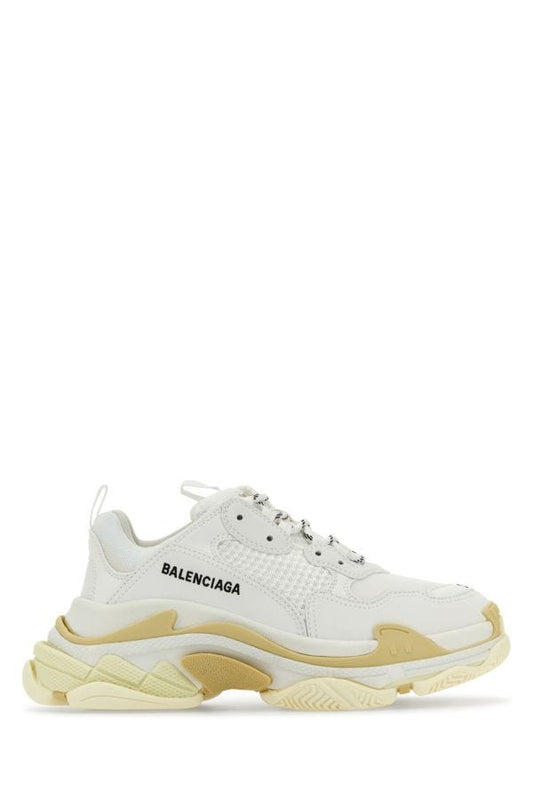 BALENCIAGA | White fabric and synthetic leather Triple S sneakers