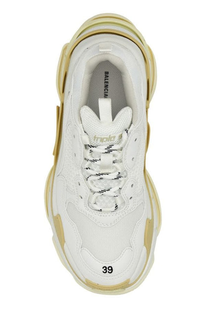 BALENCIAGA | White fabric and synthetic leather Triple S sneakers