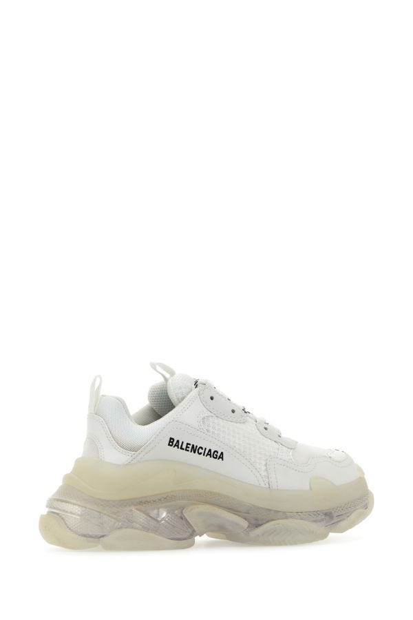 BALENCIAGA | White synthetic leather and fabric Triple S sneakers